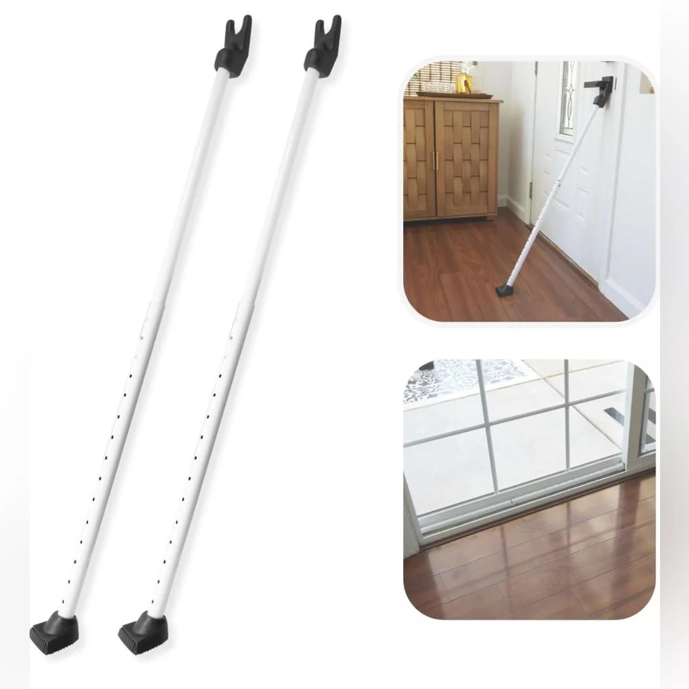 Door Security Bars (2 Pack) Adjustable Door Stoppers